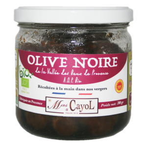 olives noires grossane de la vallée des Baux-de-Provence AOP, marron, à noire. Piquées au sel de camargue, saveur fraiche non fermentée, vin rouge, noix